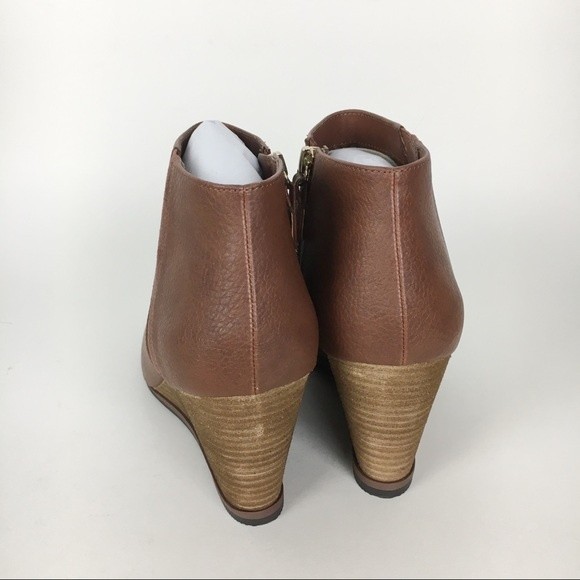Dr Scholls Size 9.5 Wedge Ankle Boots Booties Copper Brown‎ Faux Vegan Leather - Picture 5 of 8